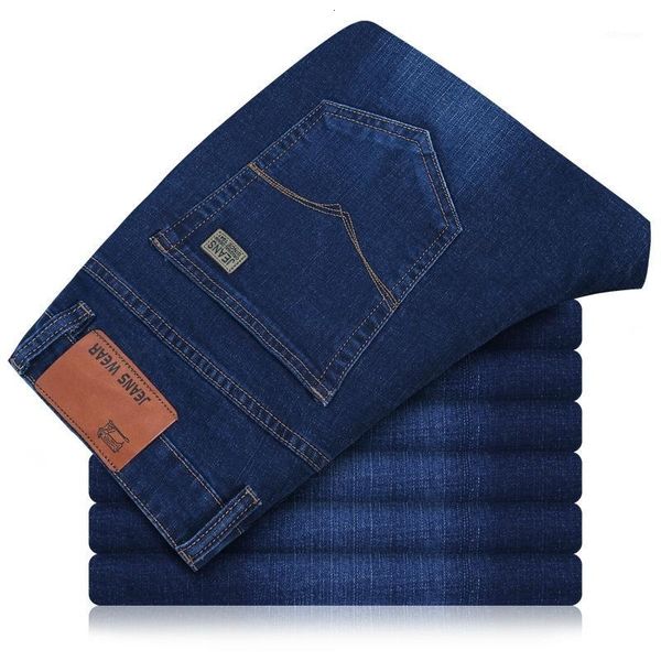 

men's autumn winter models elastic zipper pocket jeans men straight casual black plus fertilizer 7xl pants big size 48 yards1 xe6h, Blue