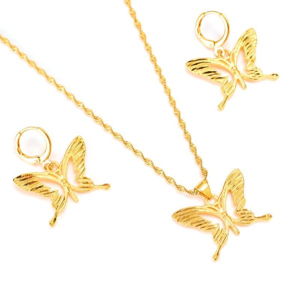 

earrings & necklace cute butterfly gold jewelry sets wedding pendant earring set for women girls gifts png, Silver