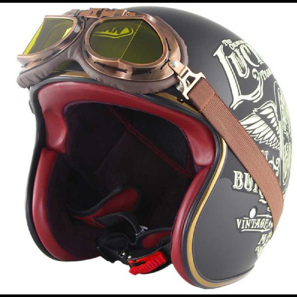 

motorcycle retro riding helmet half with glasses 101 helmets