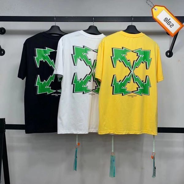 

chao brand ow lightning arrow short sleeve off loose large t-shirt, White;black