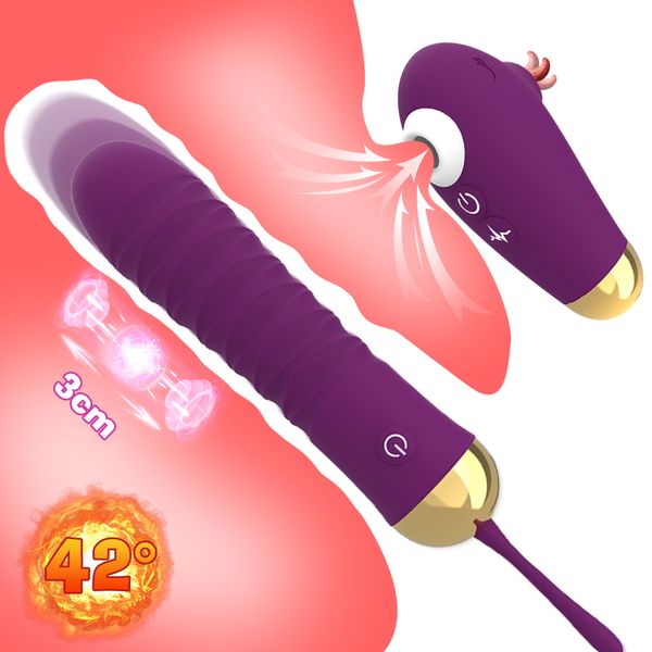 Massage Fernbedienung Nippel Zunge Lecken Sucker Sex Shop Intelligente Heizung Teleskop Dildo Vibrator Erotische Sex Spielzeug für Paare