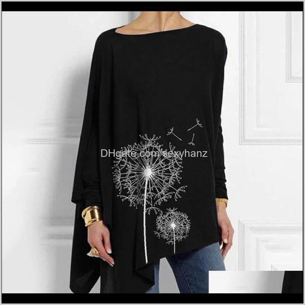

blouses & shirts clothing apparel drop delivery 2021 5xl plus size womens tunic blouse european and american printed round neck clothes irre, White