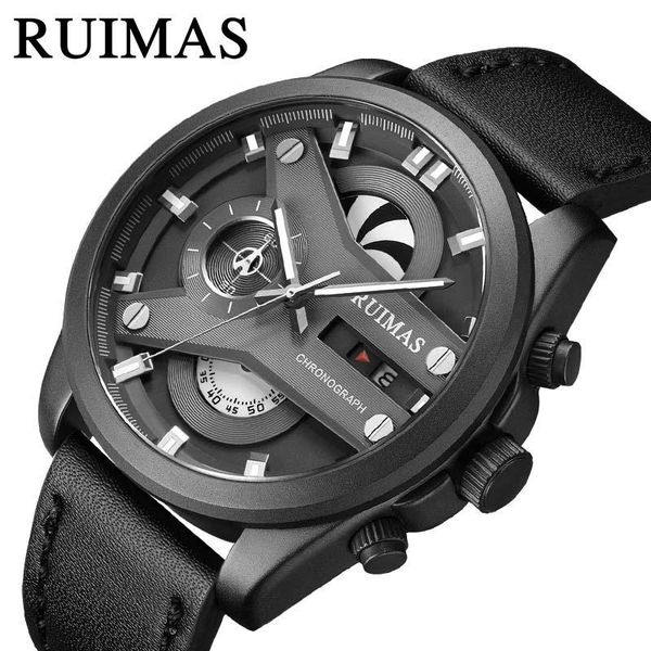 

wristwatches ruimas quartz creative watches men waterproof sport hardlex mirror man's luminous, calendar, swatch, Slivery;brown