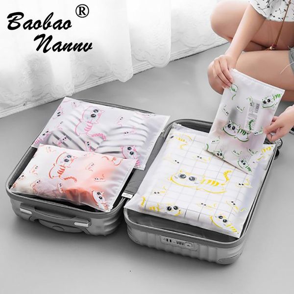 

duffel bags 5pcs/set travel 2022 cute cat organize bag packing cube large capacity cartoon waterproof sorting storage unisex