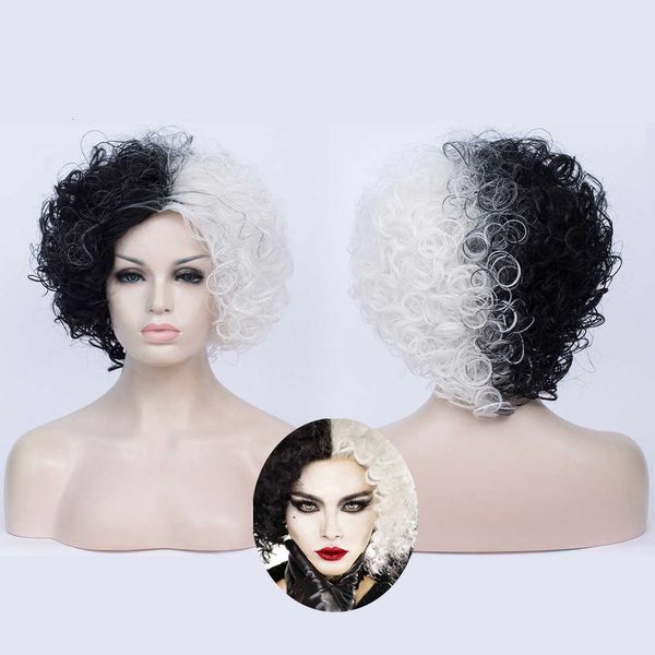 

shuyang live action animated film cruelladevil kuira black and semi white cos wig