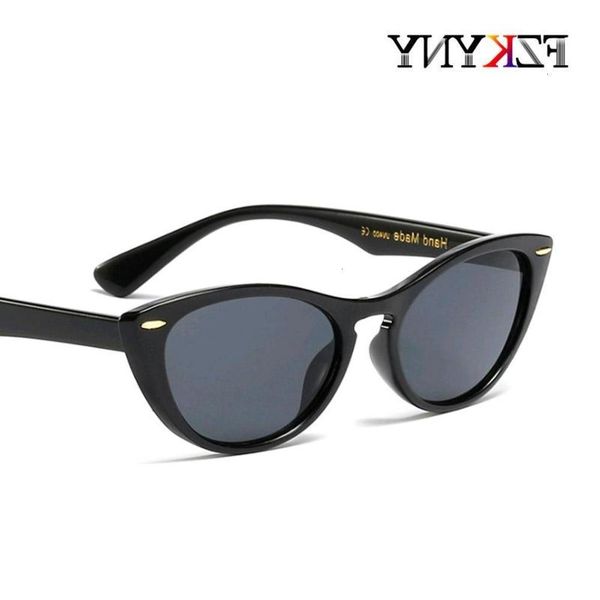 

sunglasses fzkyny classic vintage cat eye sunglasses women designer fashion rivet sun glasses small frame retro cateye eyewear, Black