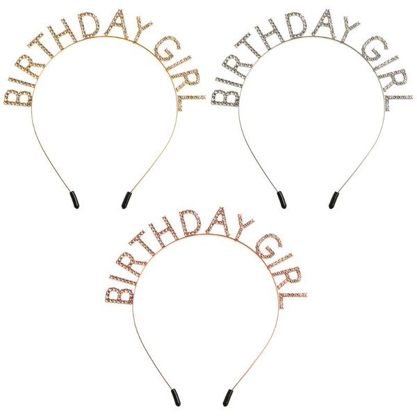 

hair accessories girls birthday letter hoop women sweet party tiara metal alloy rhinestone band styling crown po props, Slivery;white