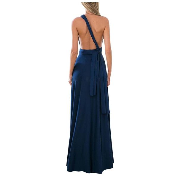 

casual dresses evening dinner dress multi-wear elegant long sleeveless backless lace-up v neck maxi party vestido de mujer, Black;gray