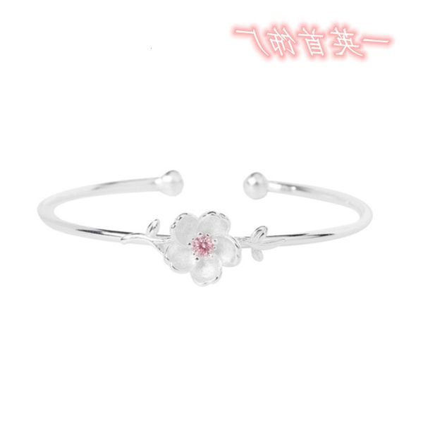 

hand catenary korean silver plated mori art sakura bracelet, sweet diamond powder crystal simple bracelet, Golden;silver