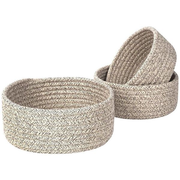 

storage baskets cotton rope nesting bowls woven basket cute closet and bins for shelves table organizers basket, 3pcs