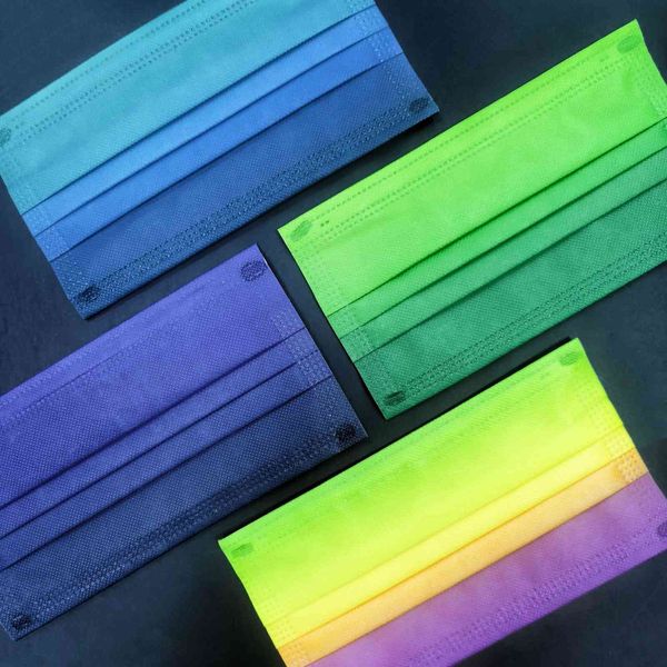 

custom logo three layer non-woven independent packaging disposable gradient color mask