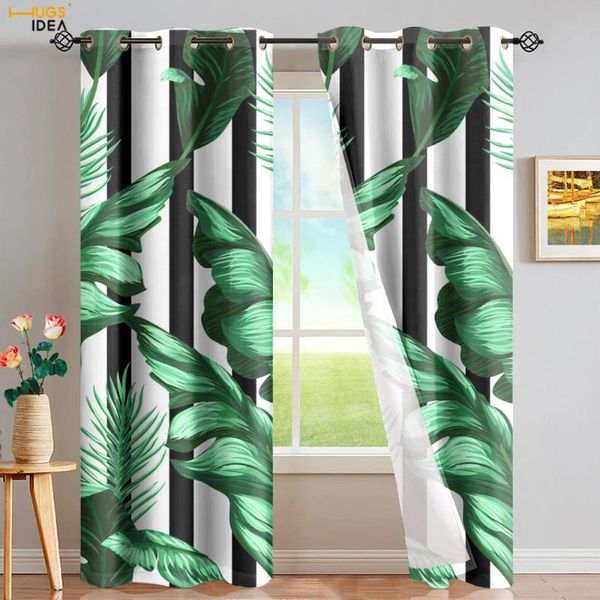 

curtain & drapes hugsidea hawaiian style palm tree leaves design curtains for living room blackout grommet machine washable window dressing