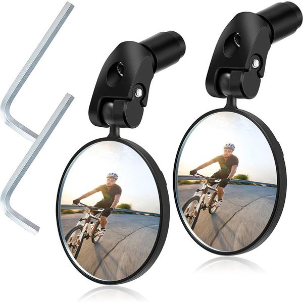 

bike groupsets 2pcs universal bicycle rearview mirror adjustable rotate wide-angle cycling rear view mirrors for mtb road accessories