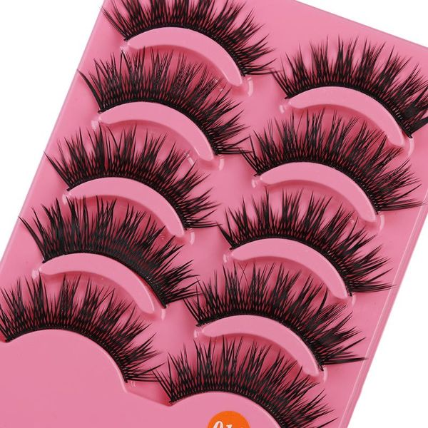 

false eyelashes 5 pairs sparse cross thick eye lashes extension makeup long reusable fake lashe glue-beauty