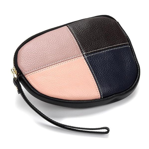 

wallets genuine cow leather womens purse fashion colorblock clutch and purses coin card holder money bag, Red;black