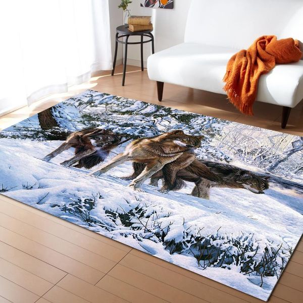 

carpets snow scene and wolf for living room children's carpet bedroom bedside blanket kitchen doormat