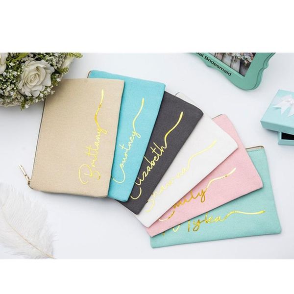 

gift wrap personalised bridesmaid make up bag with name birthday makeup custom purse comestic bridedmaid proposal