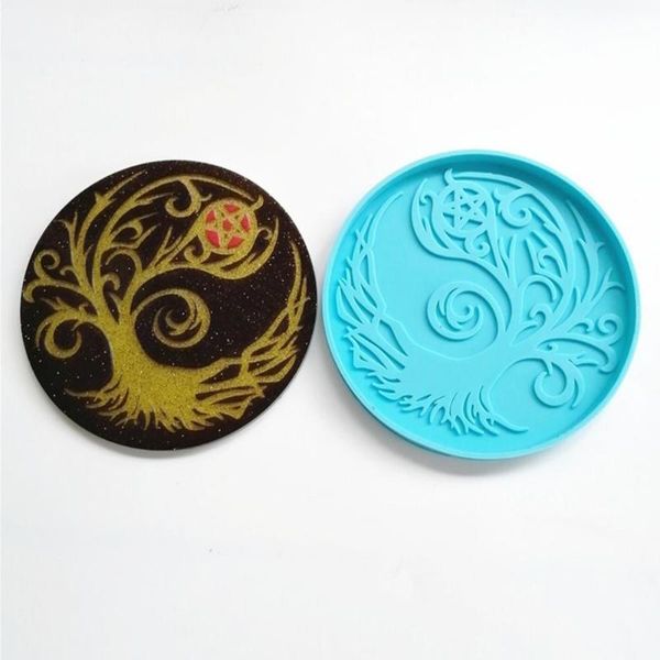 

craft tools mold round non stick soft tree epoxy cup mat casting silicone mould for diy candle making