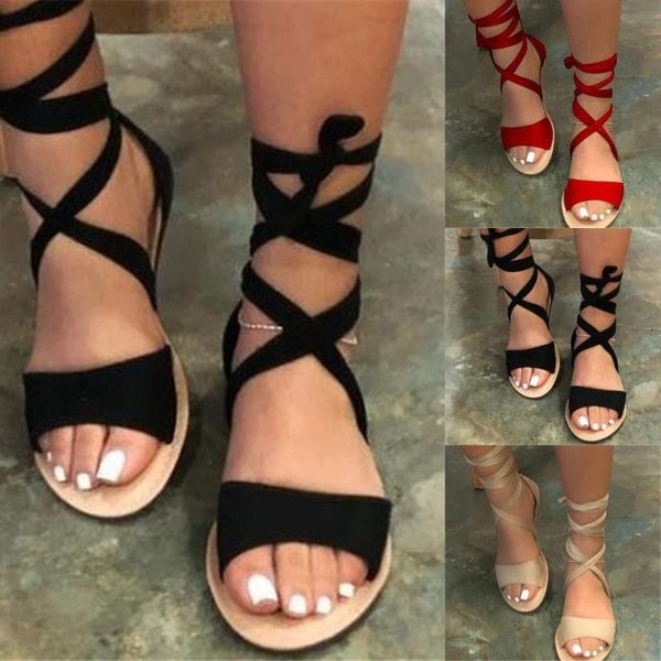 

sandals 2021 women gladiator shoes summer buckle strap hollow out beach cool women's ladies flat footwear, Black