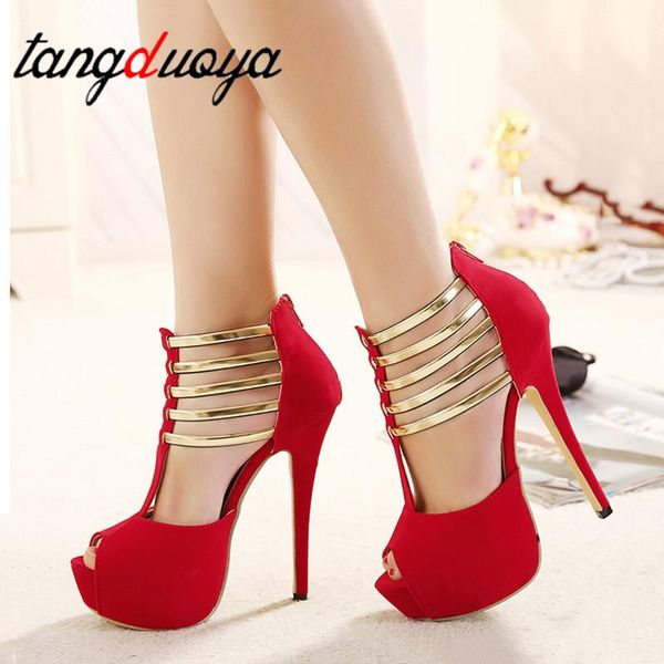 

high heels women shoes platform peep toe wedding pumps black red woman heel big size 43 sandals