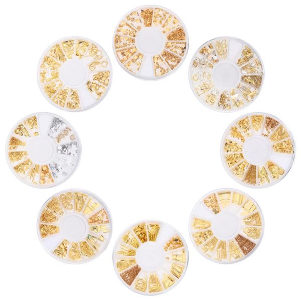 

nail art decorations 8 boxes golden rivet studs alloy diy manicure jewelry, Silver;gold