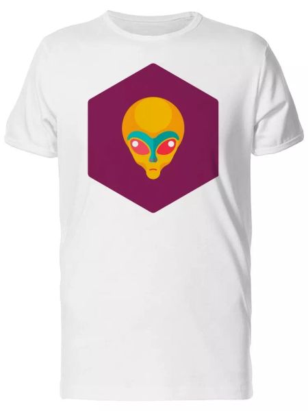 

alien head in a purple hexagon men's tee -image by shutterstock, White;black