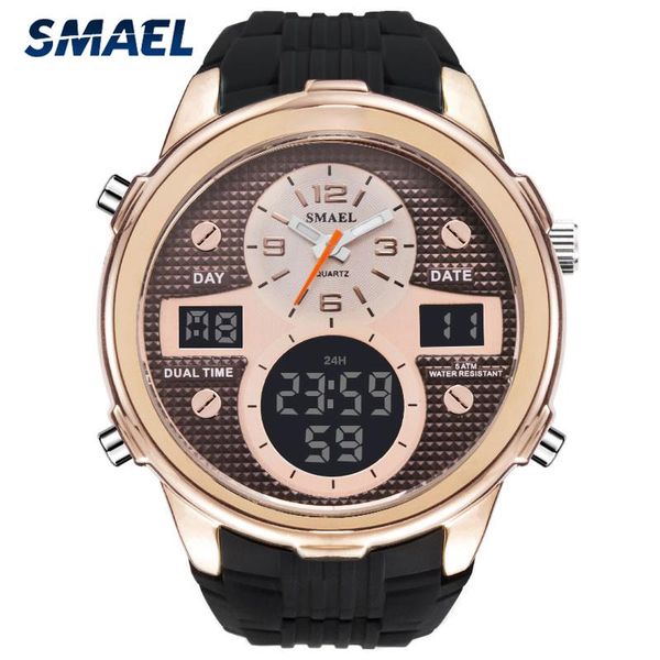 

wristwatches 2021 smael brand luxury quartz watch men fashion led digital wristwatch mens sport casual watches masculino reloj hombre127, Slivery;brown