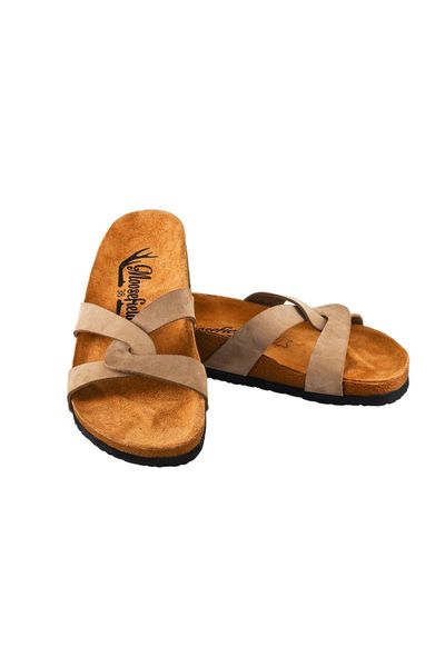 

slippers genuine leather beige women 's, Black