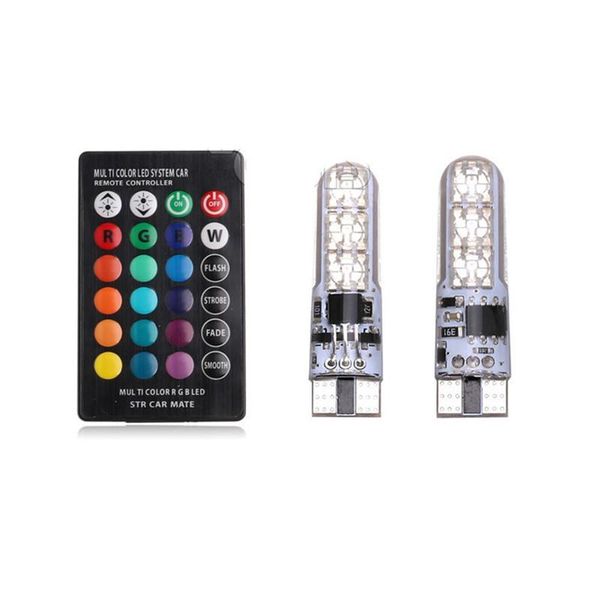 

car width lamp t10 silicone -6smd led rf colorful small license plate light rgb flash modification modules