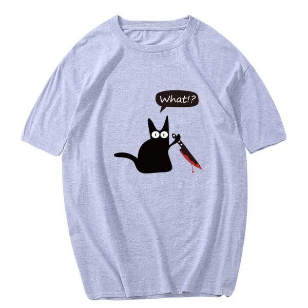 

men's t-shirts what cat knife 100% cotton funny t shirt men short sleeves o-neck t-shirt summer 2021 cool vintage tees, White;black