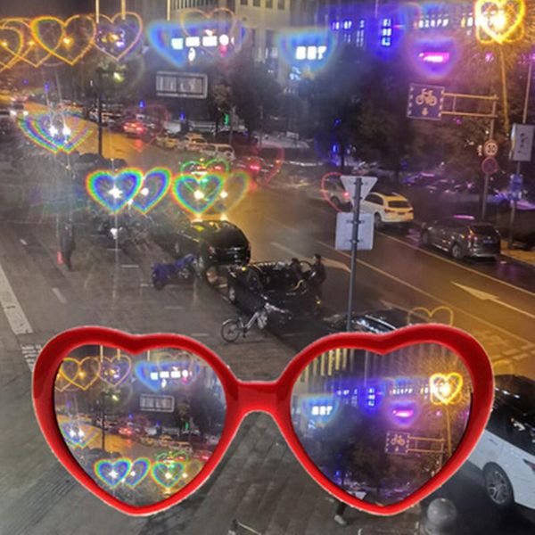 

party decoration love heart shaped effects glasses watch the lights change to shape at night diffraction women fashion 2021