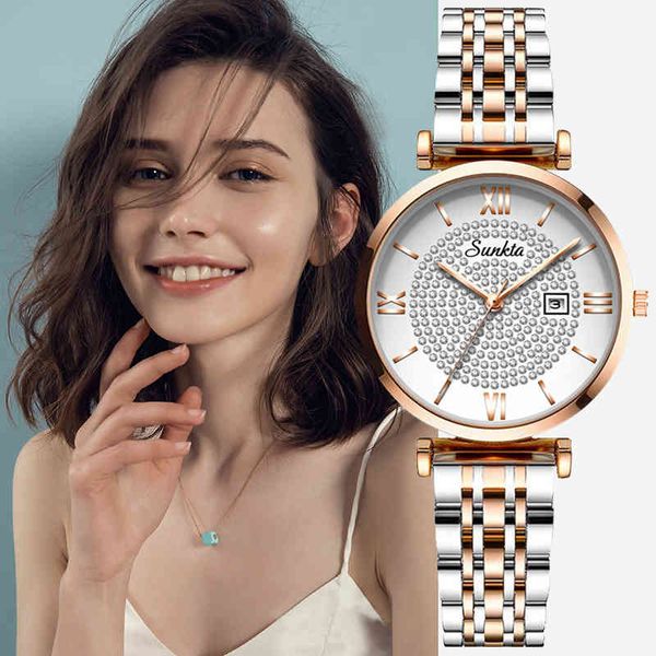 

sunkta luxury brand women watch ladies support cash on delivery watches ladies waterproof quartz wristwatch female clock+box 210517, Slivery;brown