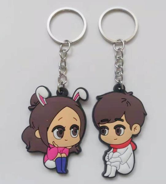 

car oil bottle shape double sided three dimensional soft rubber keychains cartoon animation key pendant, Silver