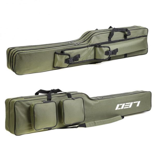 

fishing accessories leo 130cm polyester fiber rod reel tackle double layer bag tpu waterproof zipper abrasion