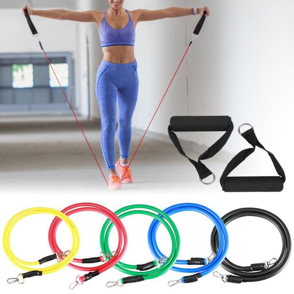 

14pcs resistance bands set workout tube jump rope door anchor ankle straps cushioned handles exercise band
