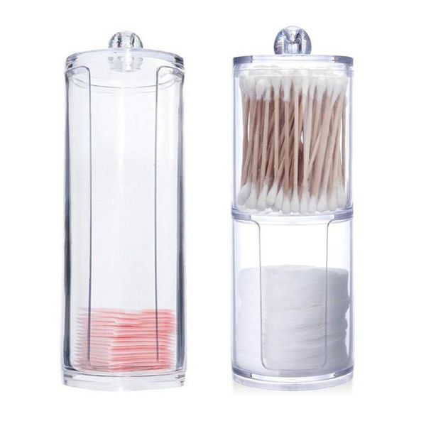 

storage bottles & jars transparent plastic cotton swab box desktank round bedroom bathroom drawer cosmetics organizer creative dust cove