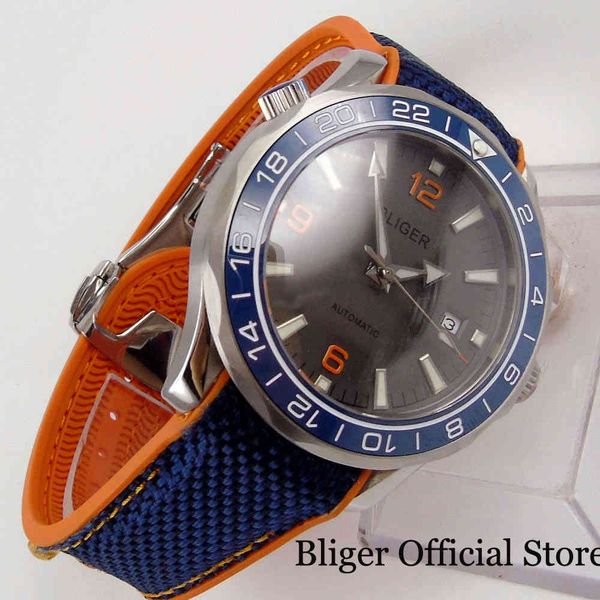 

blister mechanical men watches saffier glass miyota automatic clockwork rubber band rotating axle, Slivery;brown