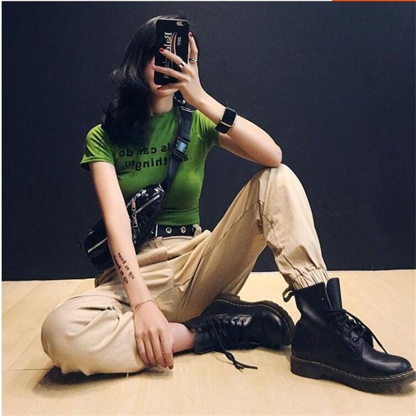 

women's pants & capris european and american tooling trousers loose bf girl handsome hip hop hiphop solid color beam foot casual jq284, Black;white