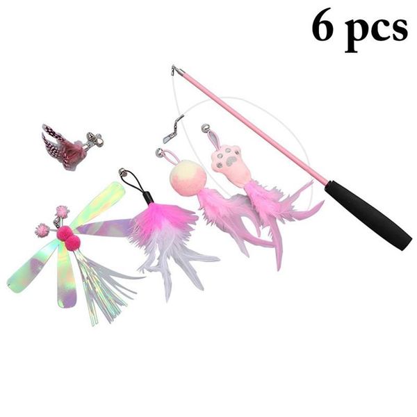 

cat toys legendog fishing pole retractable wand toy interactive with 5pcs refills pet supplies accessories