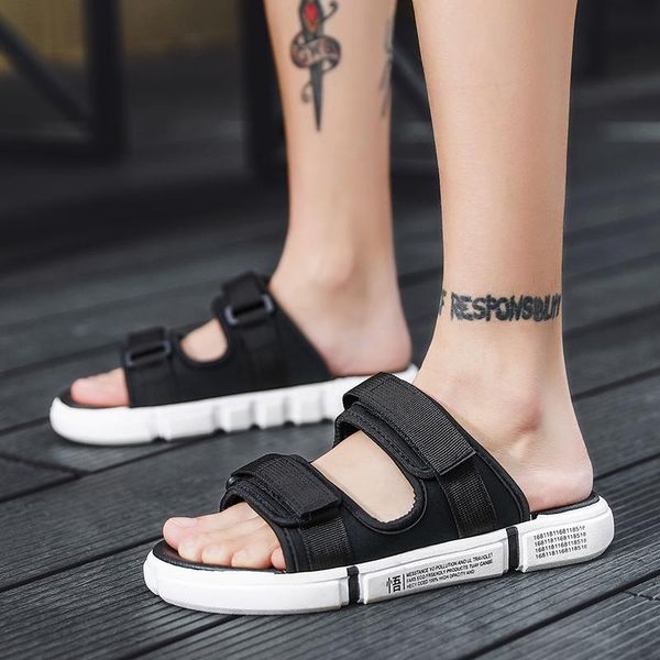 

slippers goodrsson sandals men's trend comfortable soft beach shoes fashion bottom outdoor men and women, Black