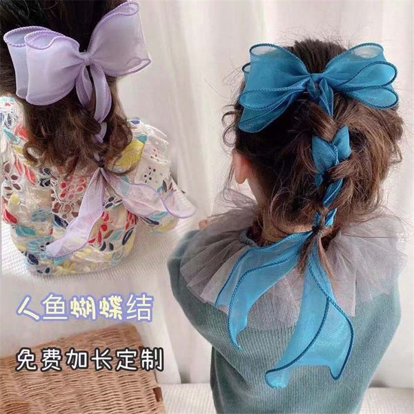 

sh4q bowknot eaddress 45cm cildren's clip princess korean braided butterfly accessories air ropeair rope fashion foreign color ribbon f, Slivery;white