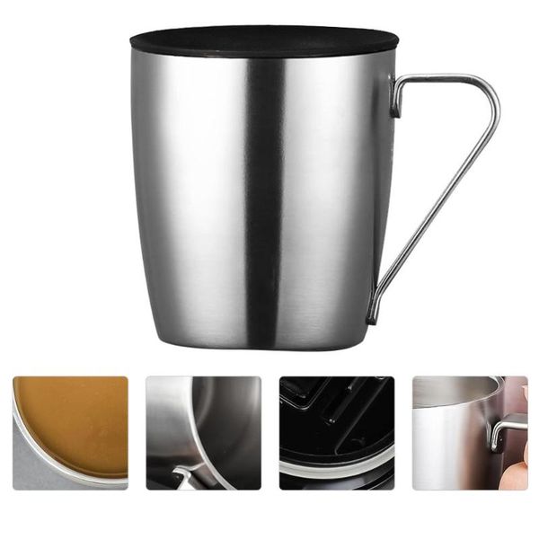 

1pc insulation water cup handle mug coffee stainless steel (silver) bottles