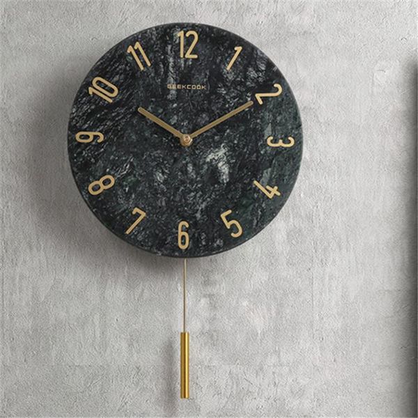 

wall clocks simple marble metal decorative clock modern nordic style wild creative mute with pendulum