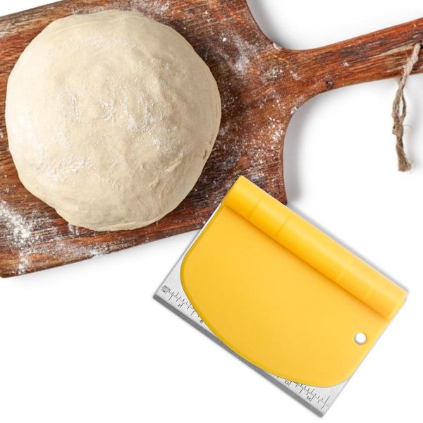 

stainless steel noodles cutter two in one scraper with scale roll handle flour dough baking tool & pastry tools