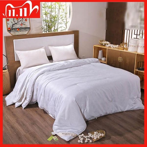 

100% natural mulberry silk quilt duvets thick warm four seasons comforters cotton cover king queen & sets