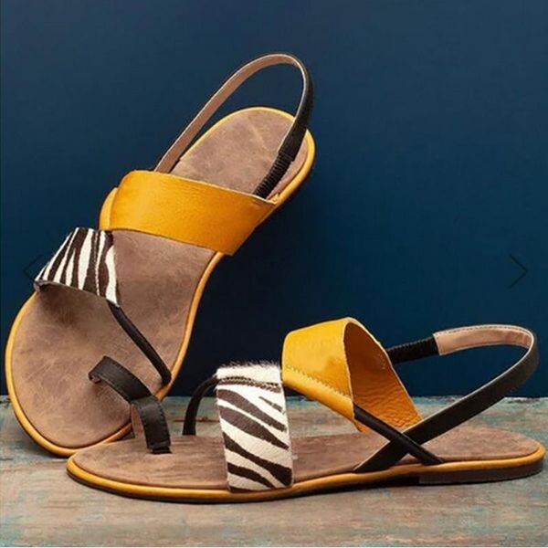 

women sandals zebra summer flats flip-flops slip-on casual gladiator beach shoes, Black