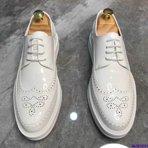 

dress shoes fashion brogue men leather formal man comfortable office party footwear, Black