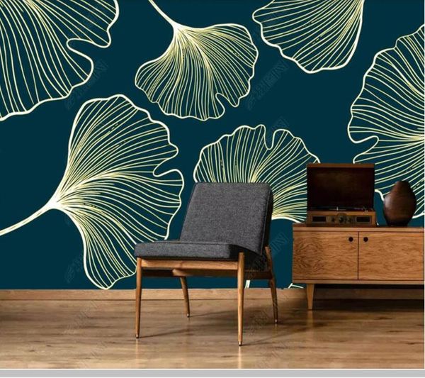 

papel de parede modern lines small fresh golden leaf abstract wallpaper mural,living room tv walll bedroom wall paper home decor wallpapers