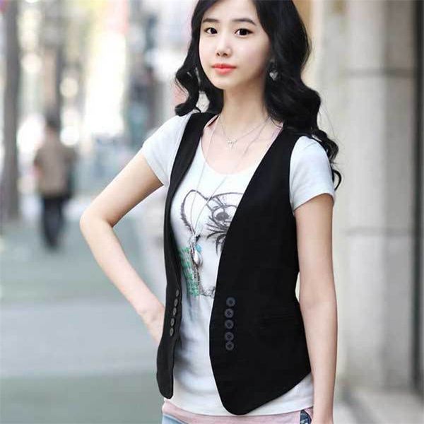 

ms spring korean all-match slim suit vest / small vest size dress female 210910, Black;white