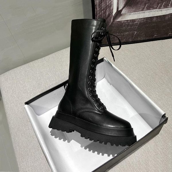 

boots women high shoes natural genuine leather platform riding zipper ladies long autumn black